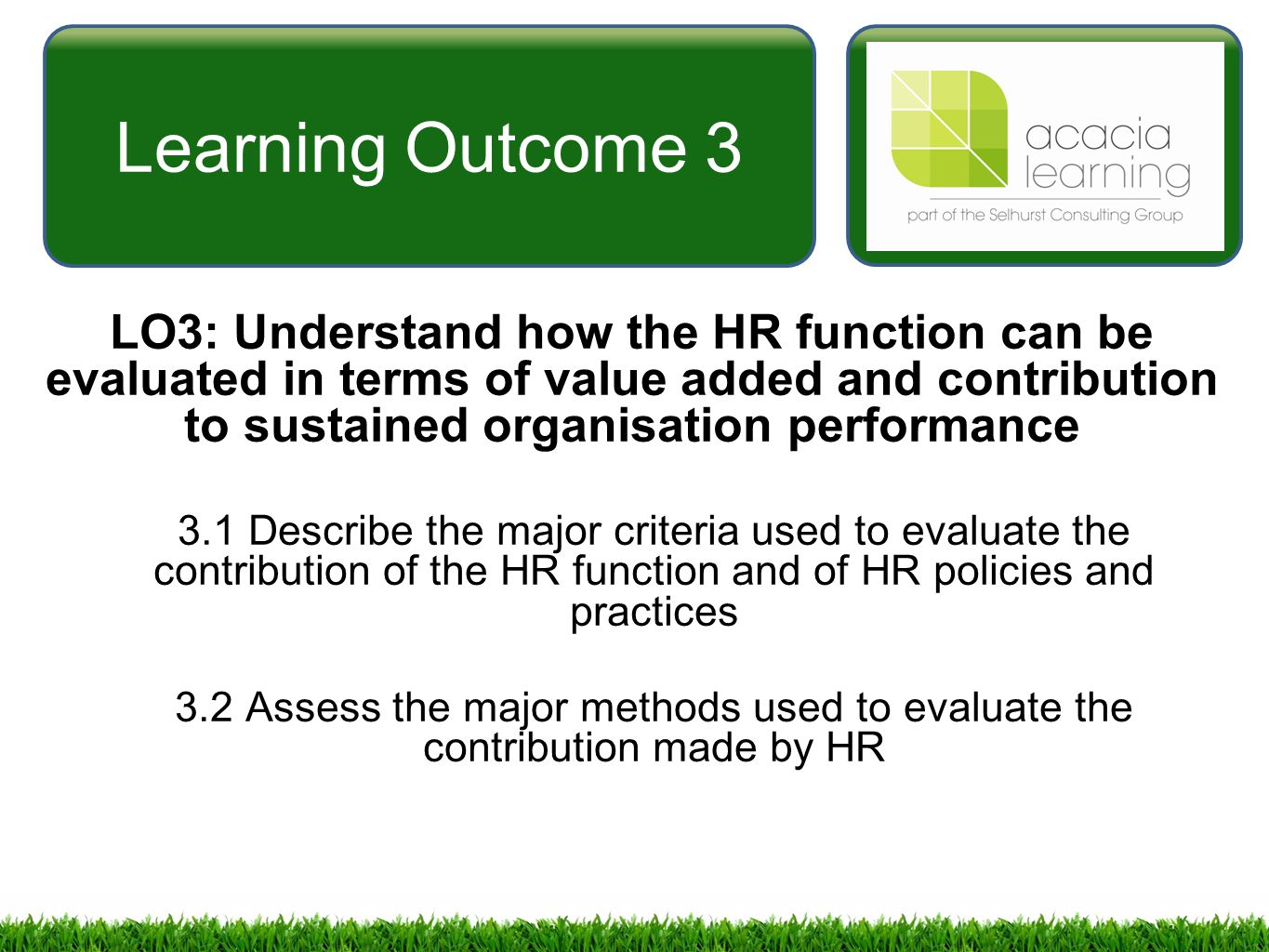 Learning Outcome 3
