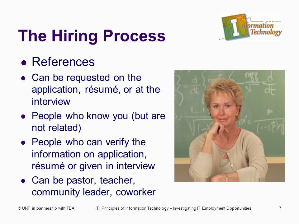 The Hiring Process References