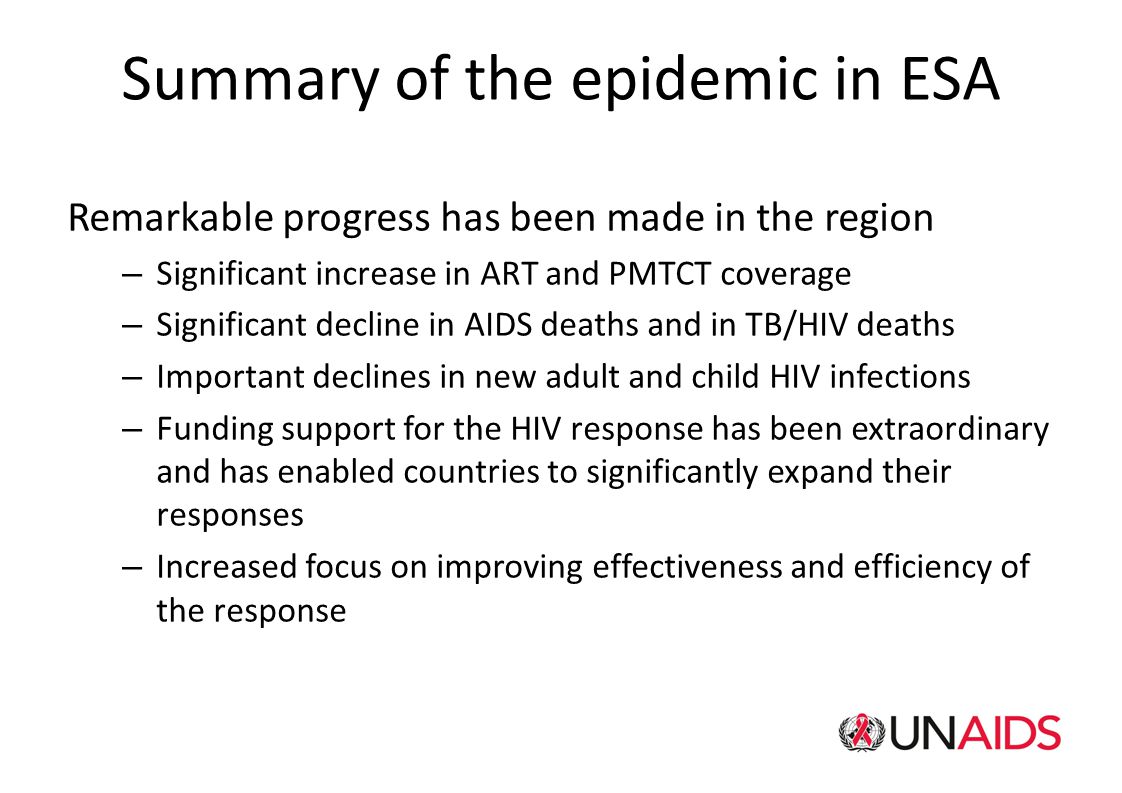 Summary of the epidemic in ESA