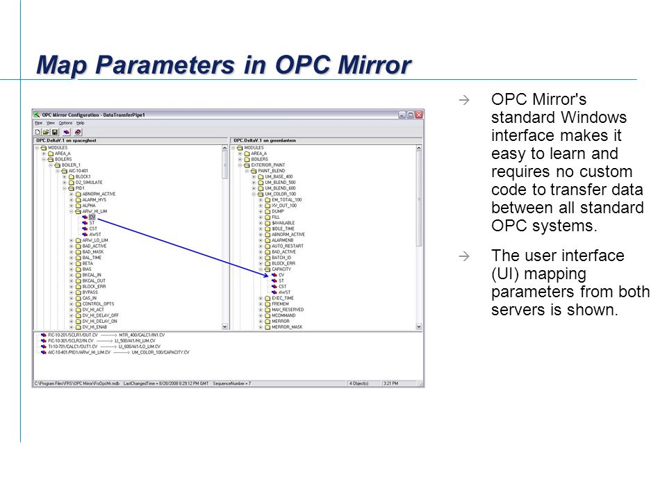 Map Parameters in OPC Mirror