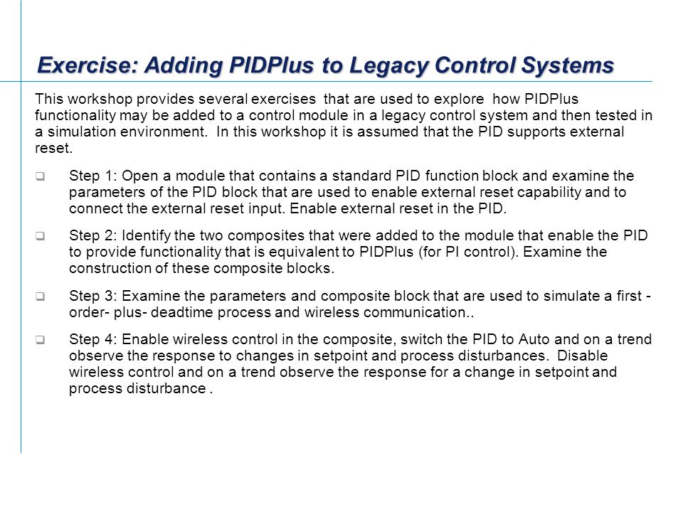 Exercise: Adding PIDPlus to Legacy Control Systems