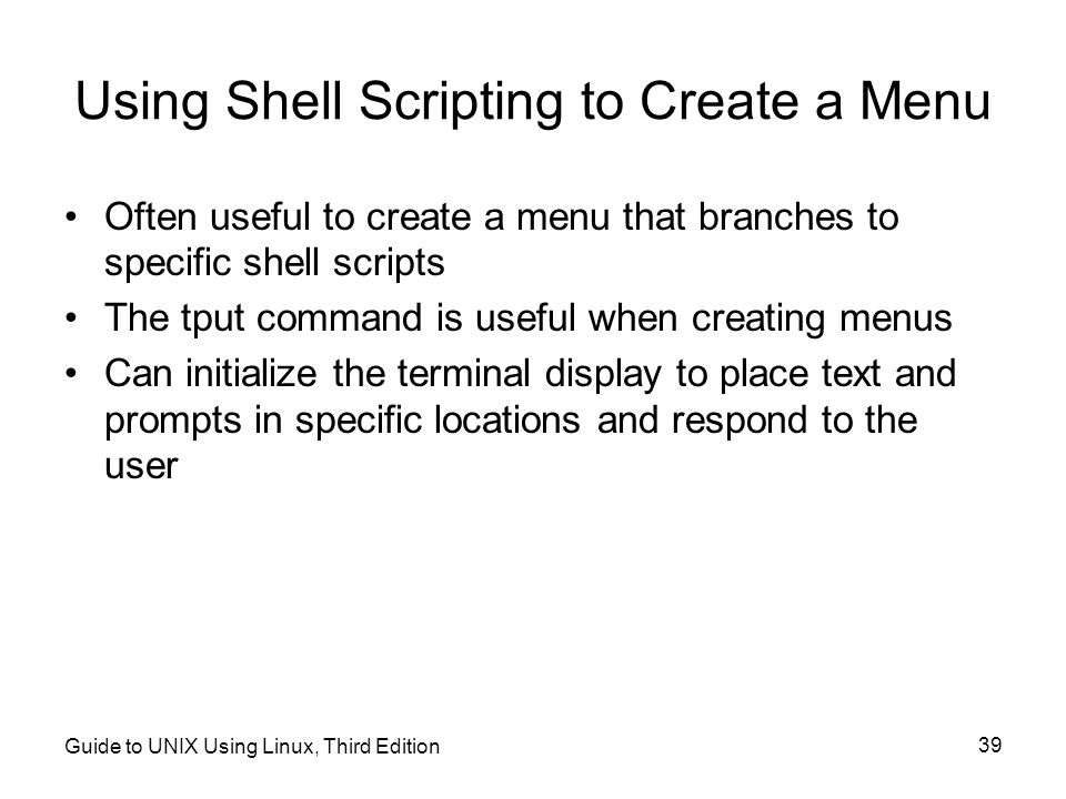 Using Shell Scripting to Create a Menu