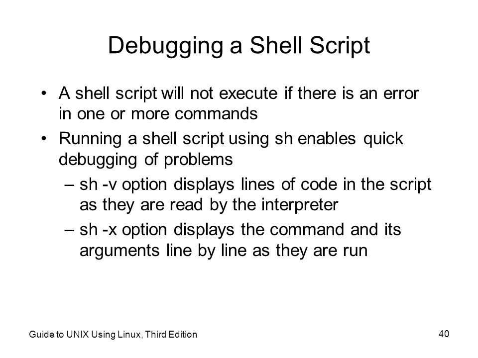 Debugging a Shell Script