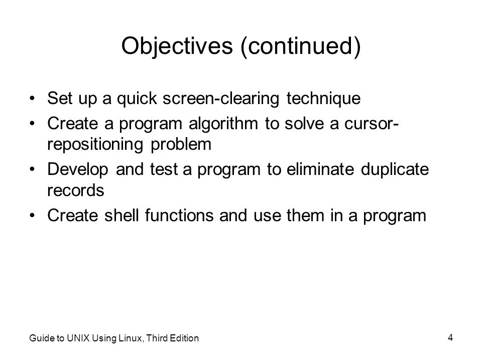 Objectives (continued)