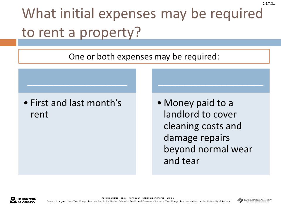 What initial expenses may be required to rent a property