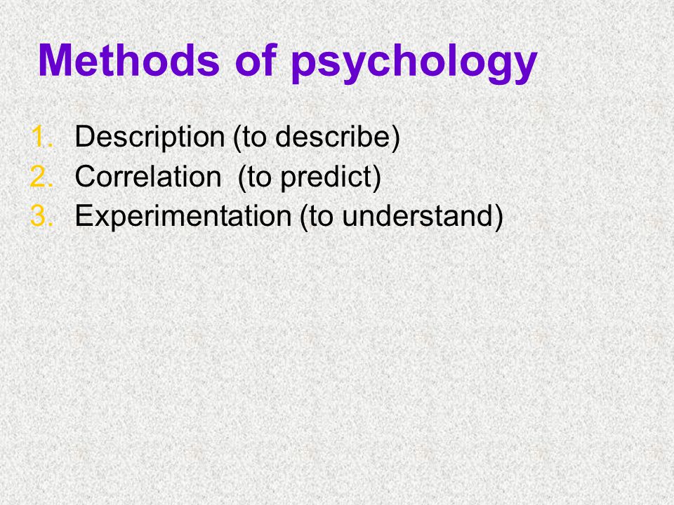 Methods of psychology Description (to describe)