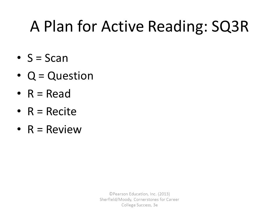 A Plan for Active Reading: SQ3R