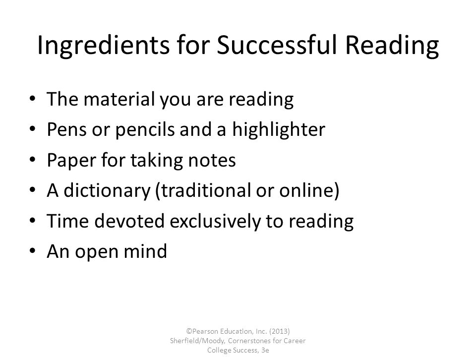 Ingredients for Successful Reading