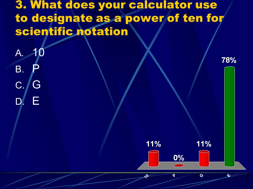 3. What does your calculator use to designate as a power of ten for scientific notation