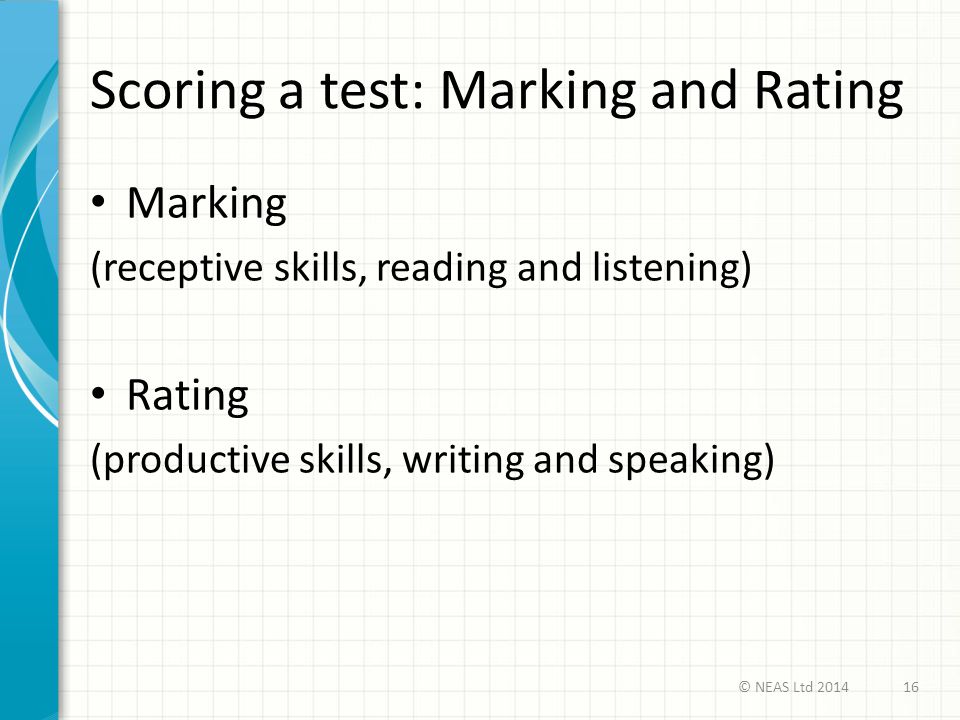 Scoring a test: Marking and Rating