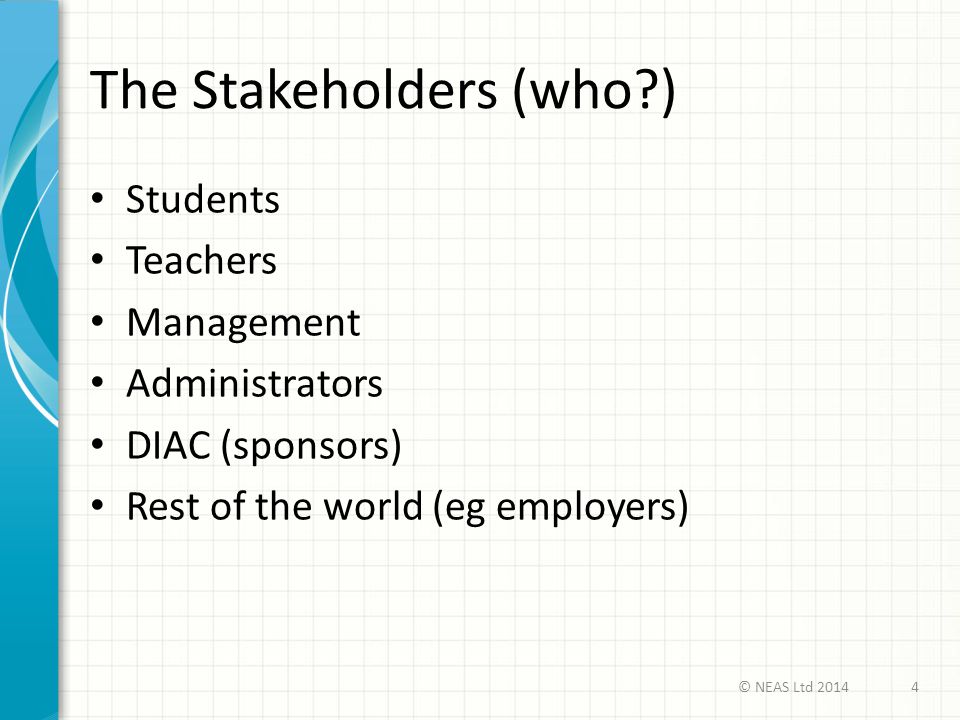 The Stakeholders (who )