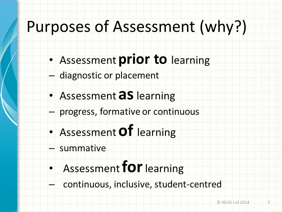 Purposes of Assessment (why )