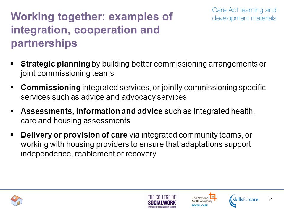 Working together: examples of integration, cooperation and partnerships