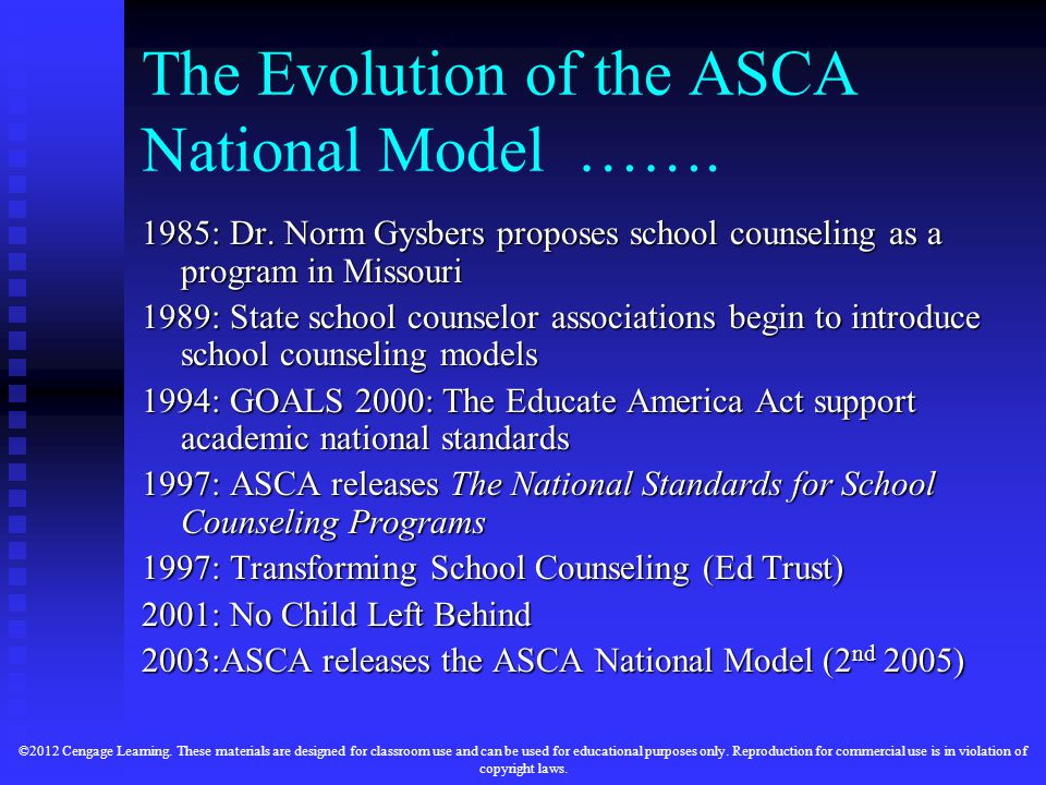 The Evolution of the ASCA National Model …….