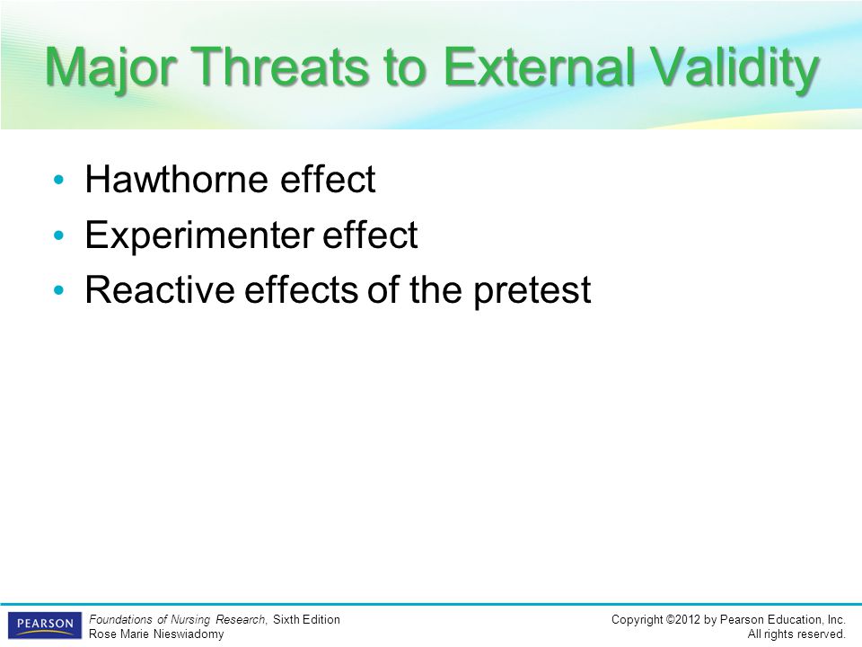 Major Threats to External Validity