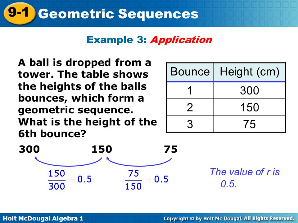 Bounce Height (cm) Example 3: Application