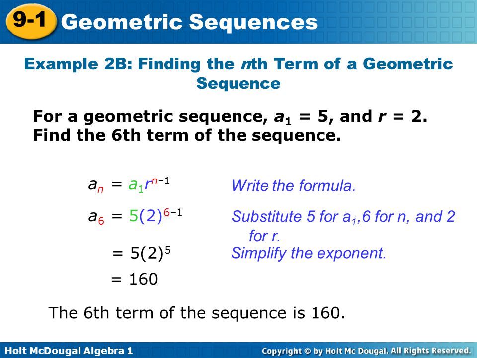 Example 2B: Finding the nth Term of a Geometric Sequence