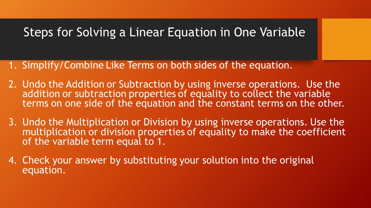 Steps for Solving a Linear Equation in One Variable