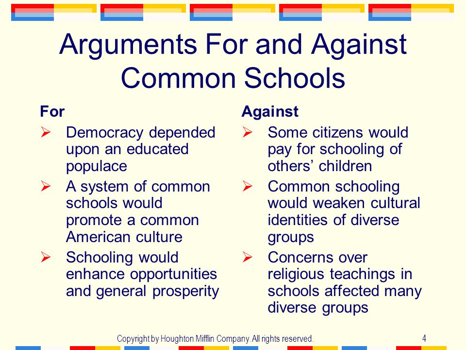 Arguments For and Against Common Schools