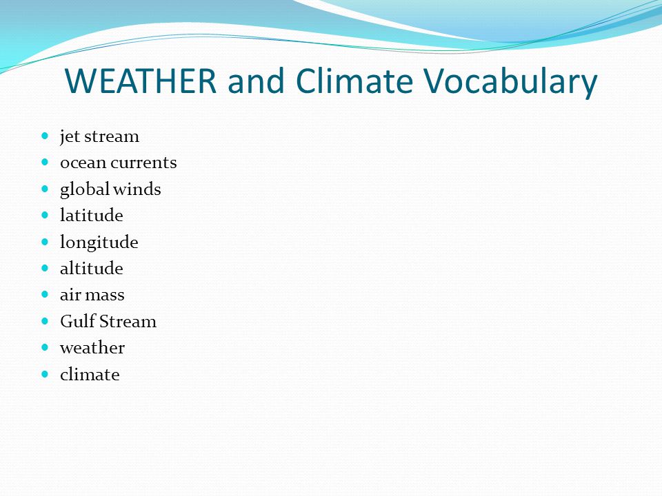 WEATHER and Climate Vocabulary