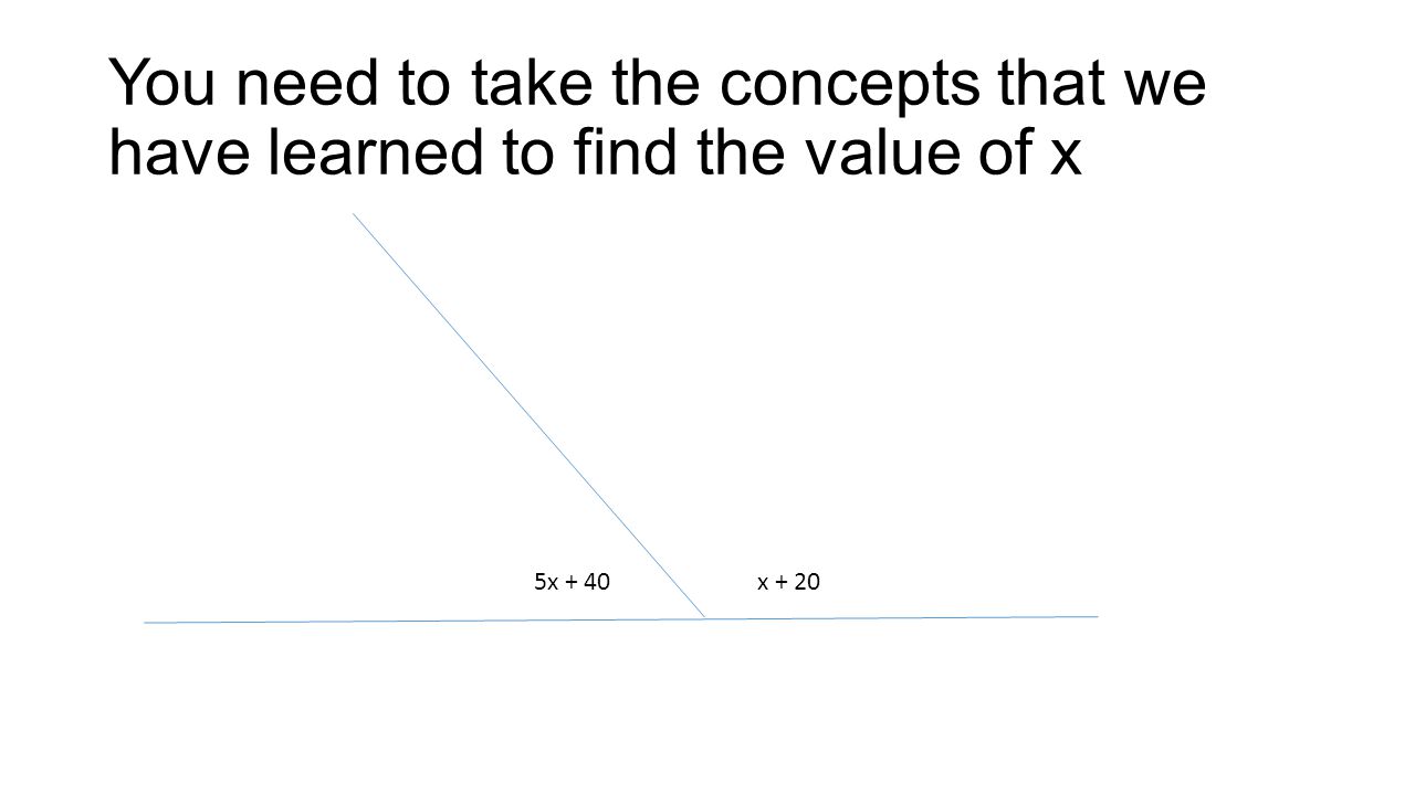 You need to take the concepts that we have learned to find the value of x