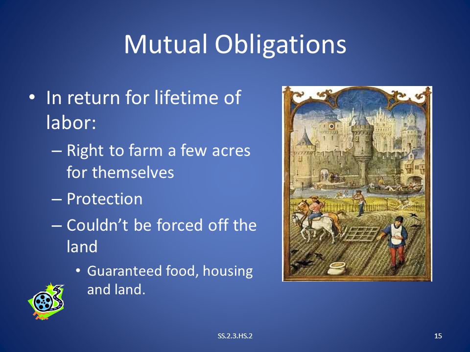 Mutual Obligations In return for lifetime of labor: