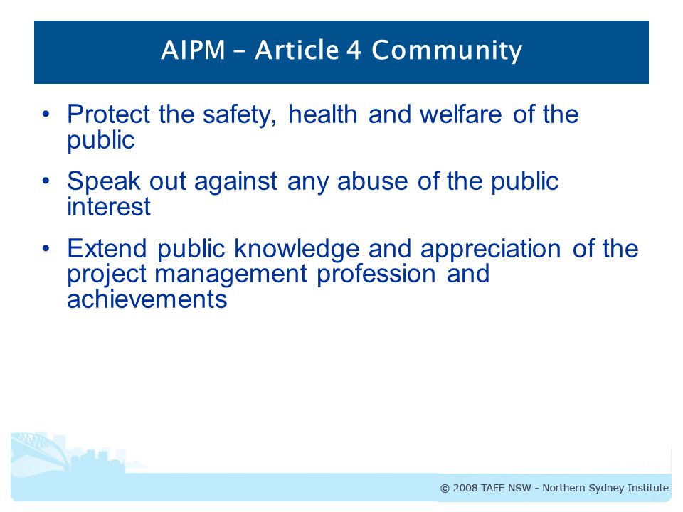 AIPM – Article 4 Community