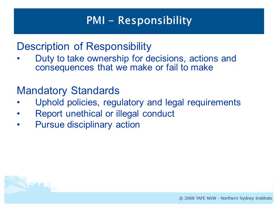 Description of Responsibility