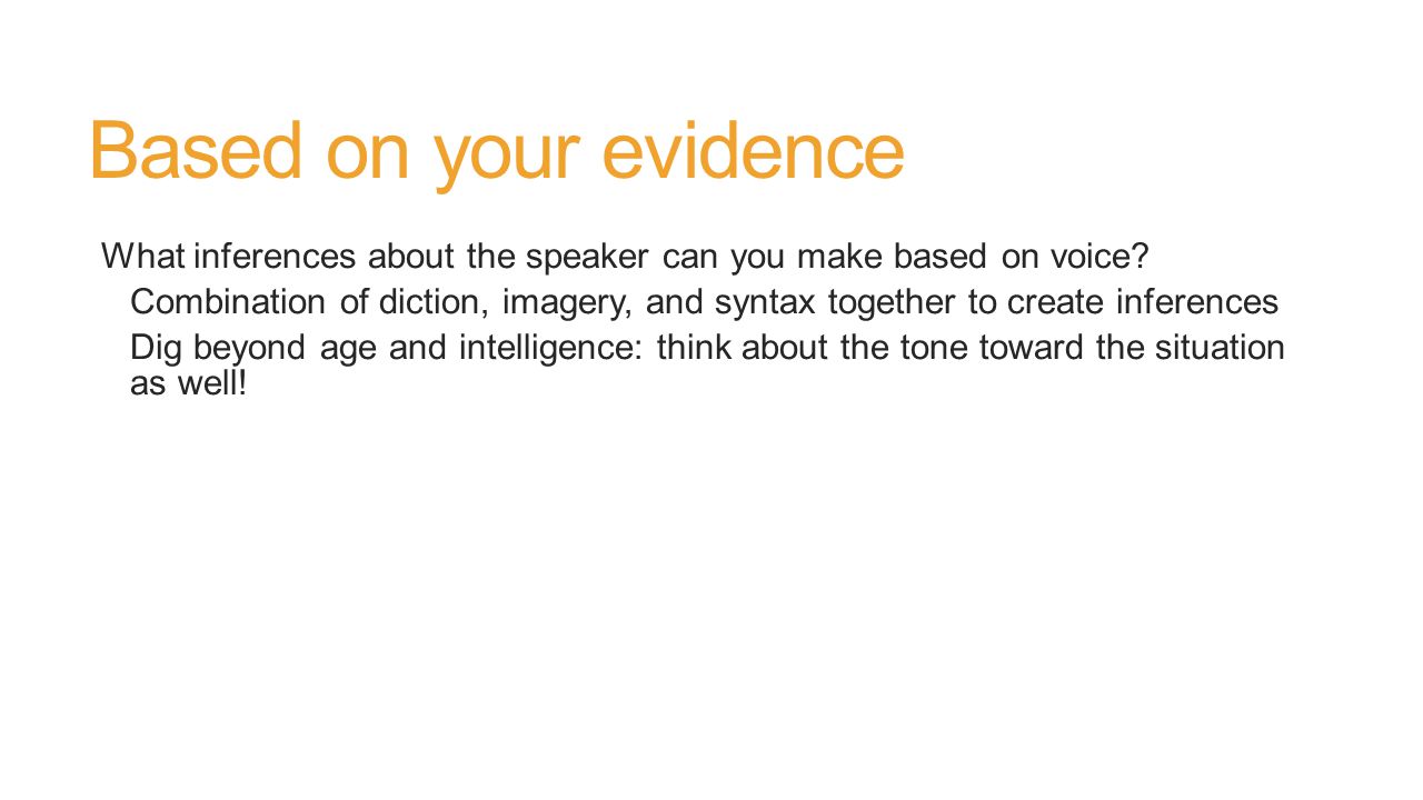 Based on your evidence What inferences about the speaker can you make based on voice