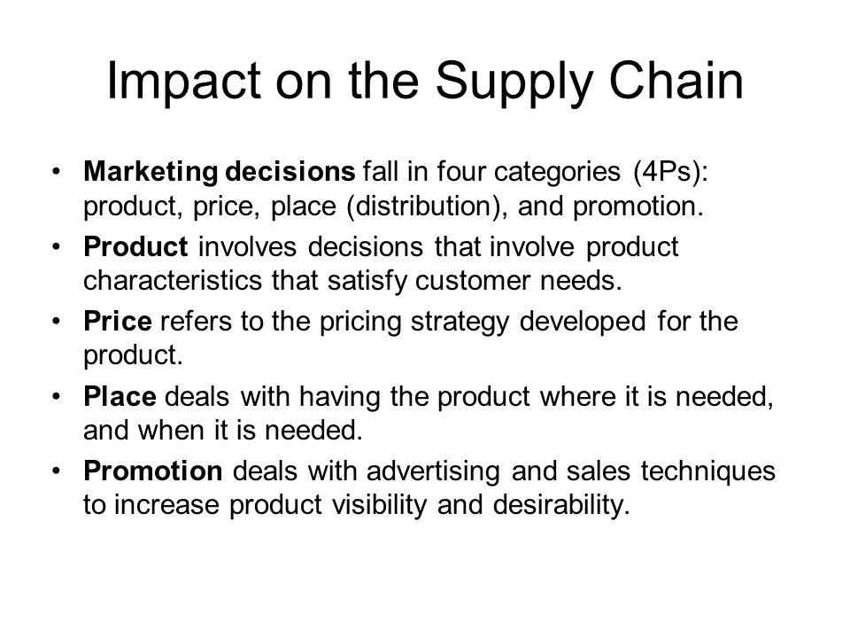 Impact on the Supply Chain