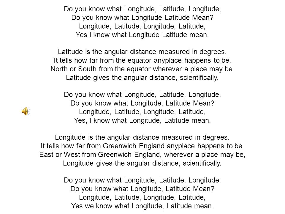 Do you know what Longitude, Latitude, Longitude,