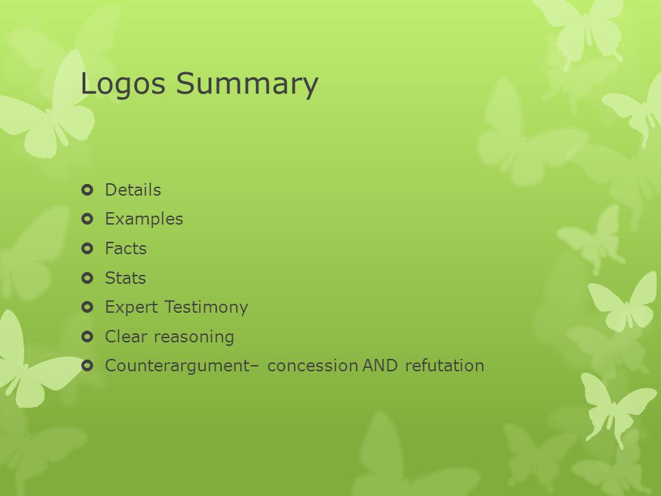 Logos Summary Details Examples Facts Stats Expert Testimony