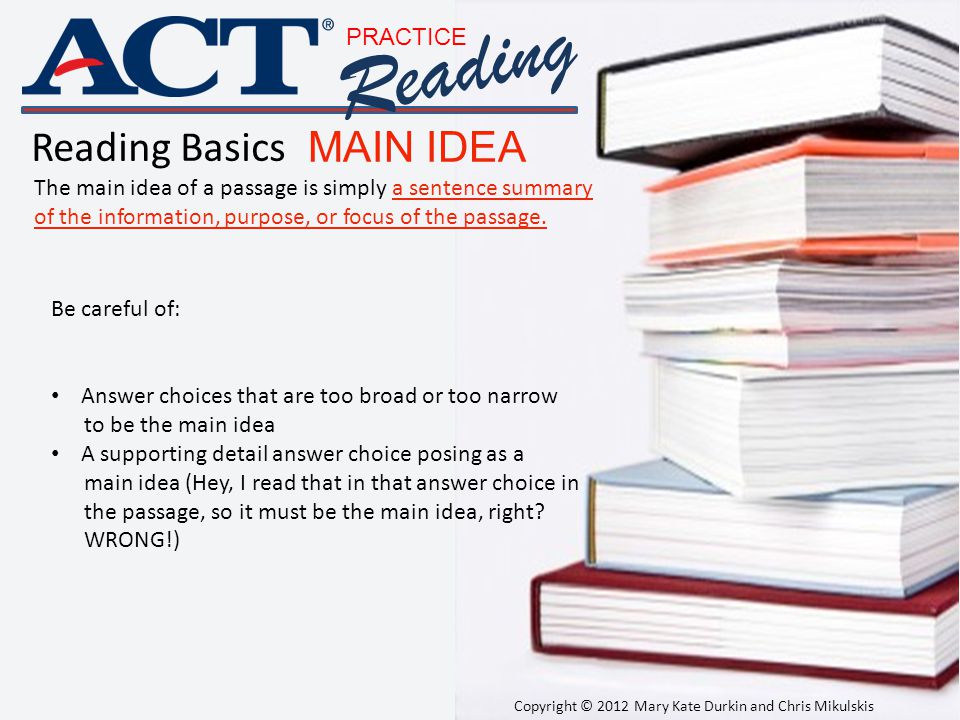 Reading Reading Basics MAIN IDEA PRACTICE