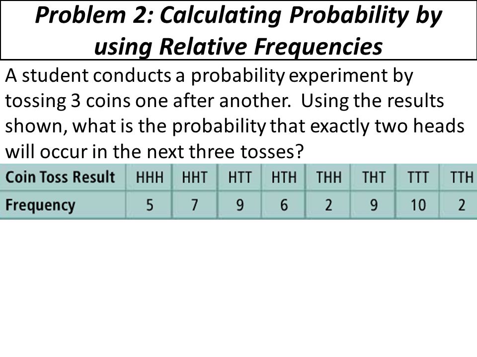 Problem 2: Calculating Probability by using Relative Frequencies