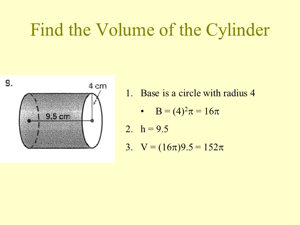 Find the Volume of the Cylinder