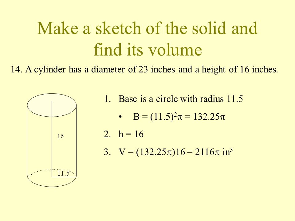 Make a sketch of the solid and find its volume