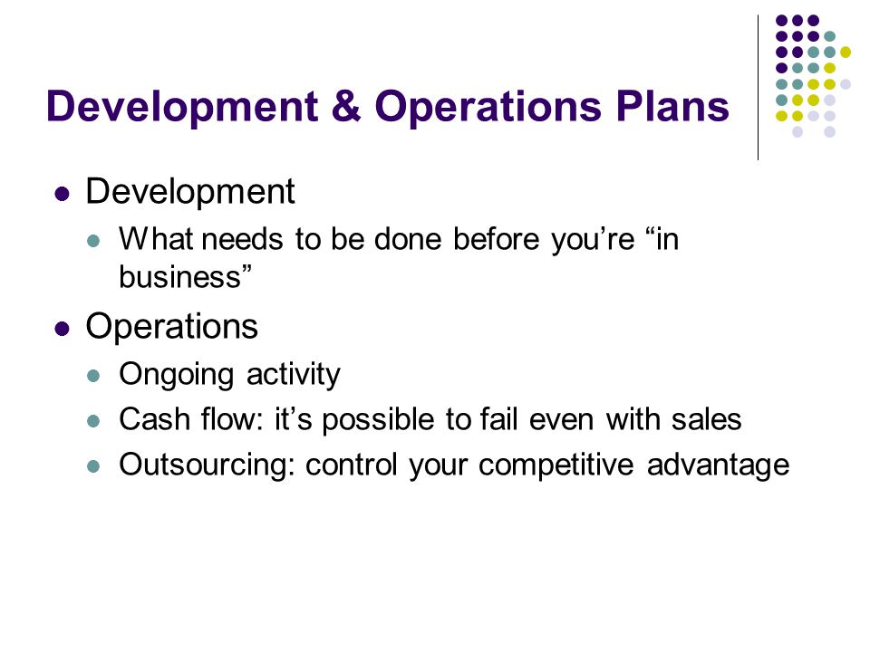 Development & Operations Plans