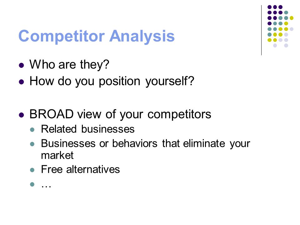 Competitor Analysis Who are they How do you position yourself