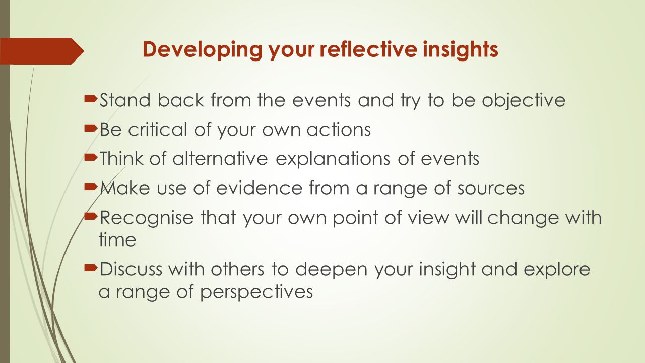 Developing your reflective insights