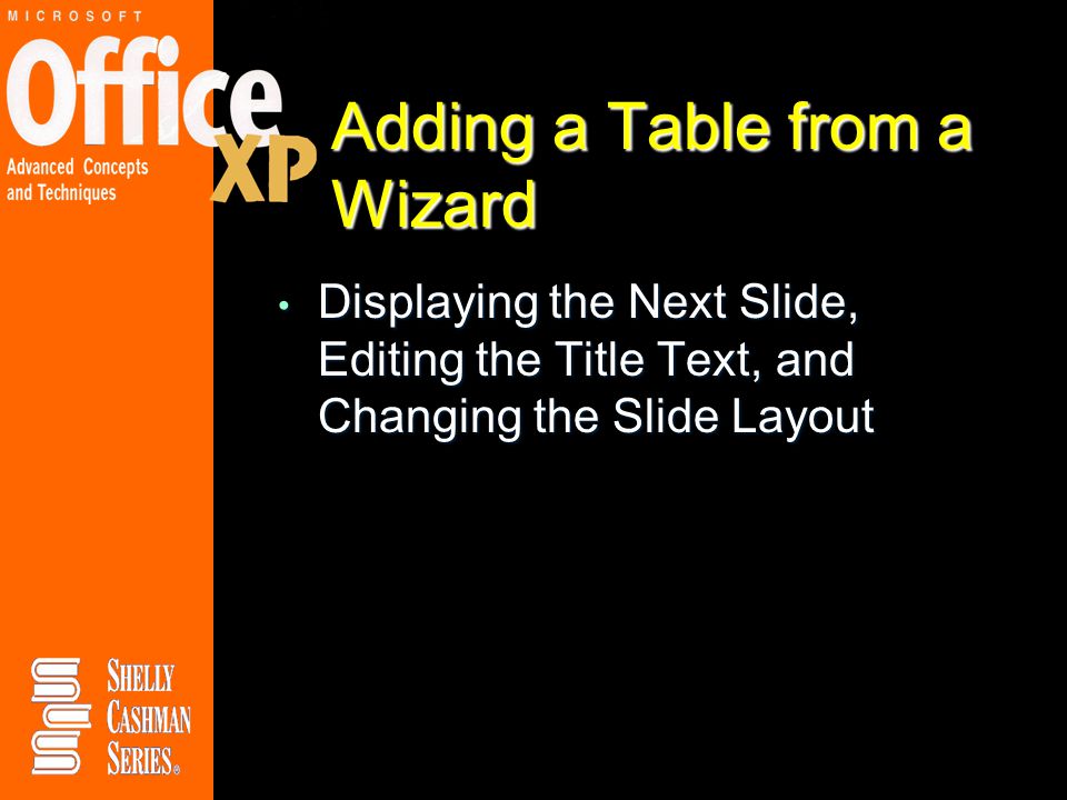 Adding a Table from a Wizard