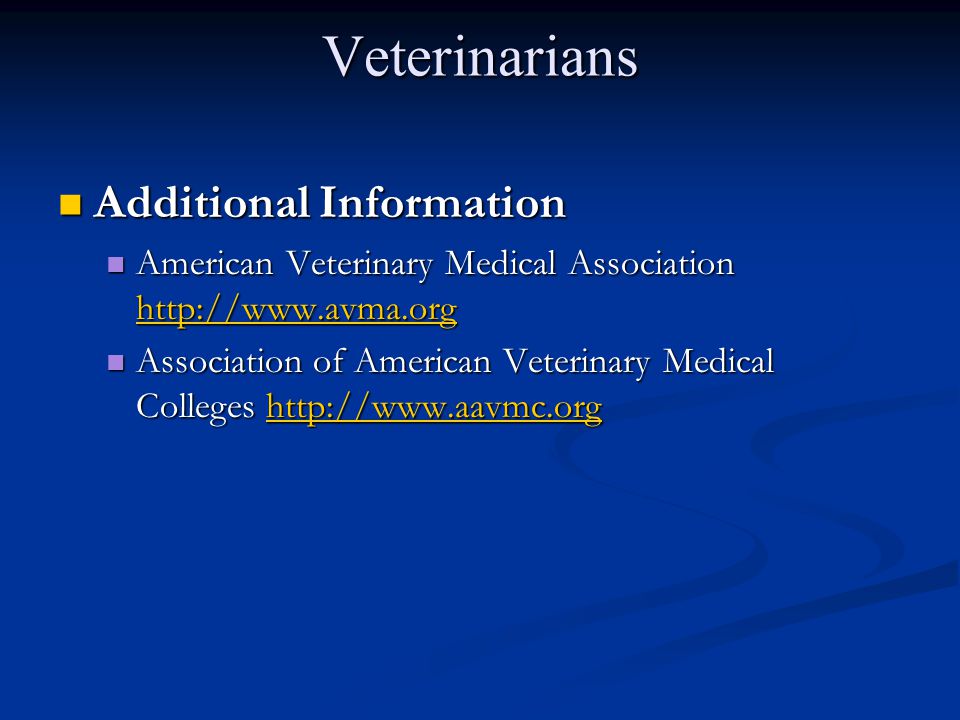 Veterinarians Additional Information