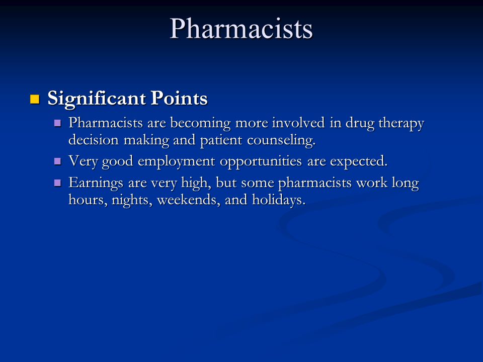 Pharmacists Significant Points