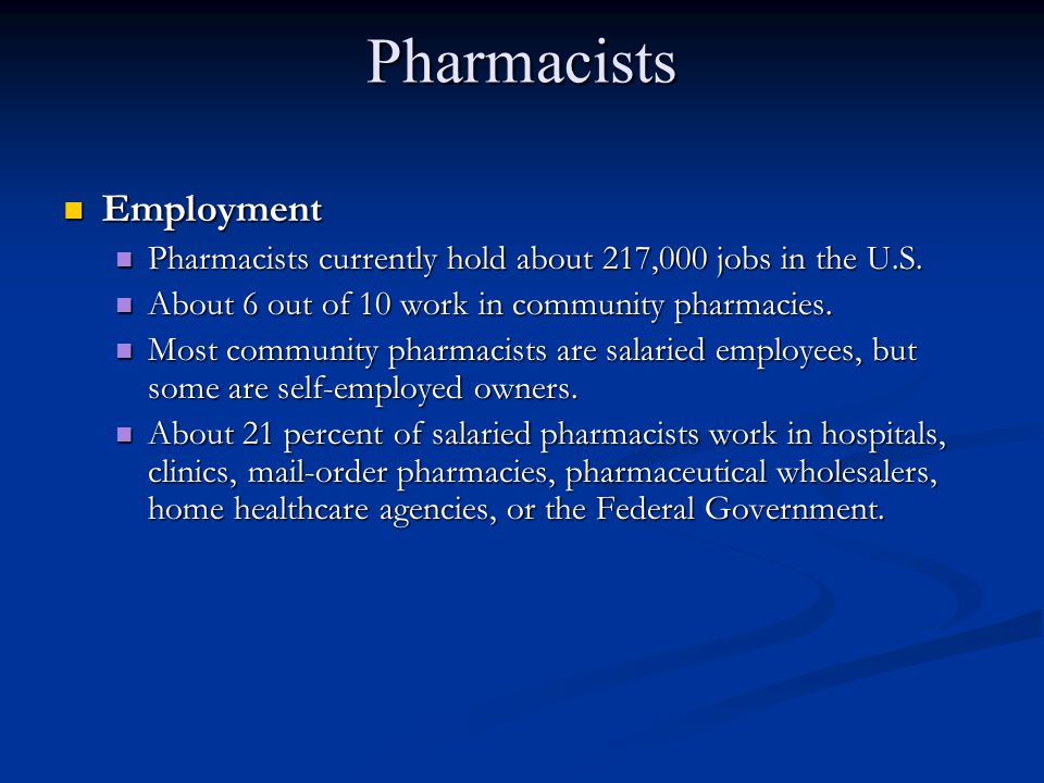 Pharmacists Employment