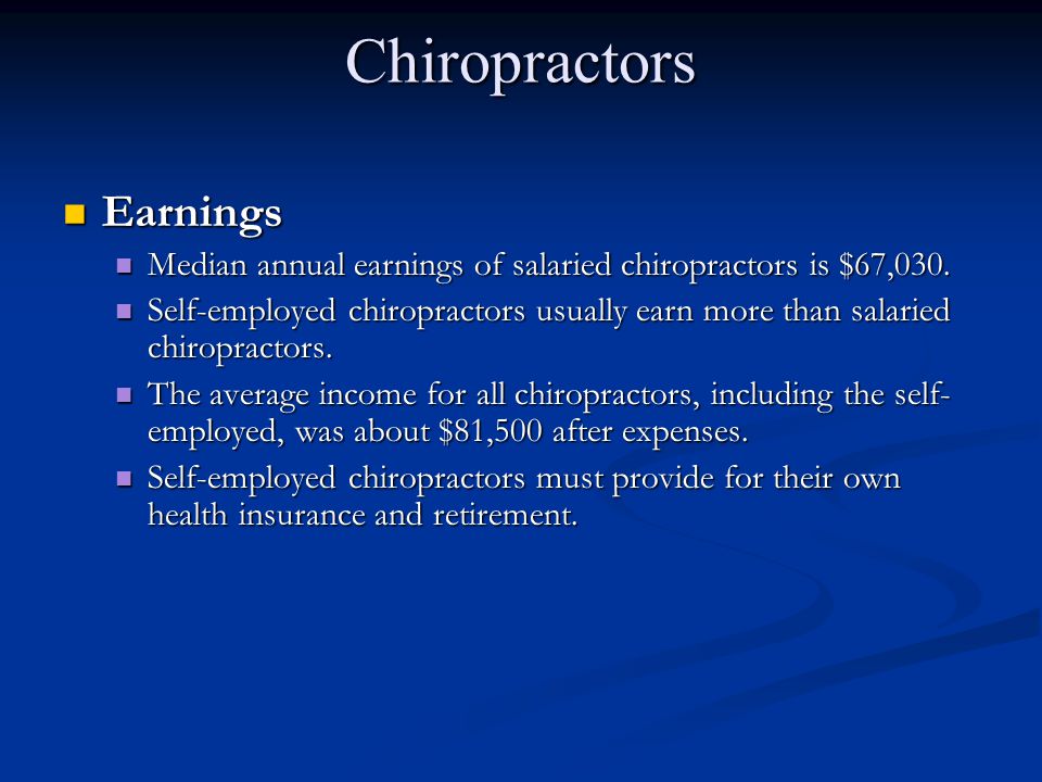 Chiropractors Earnings