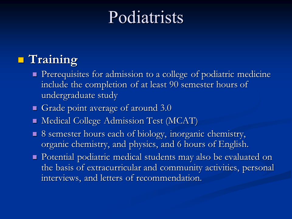 Podiatrists Training.