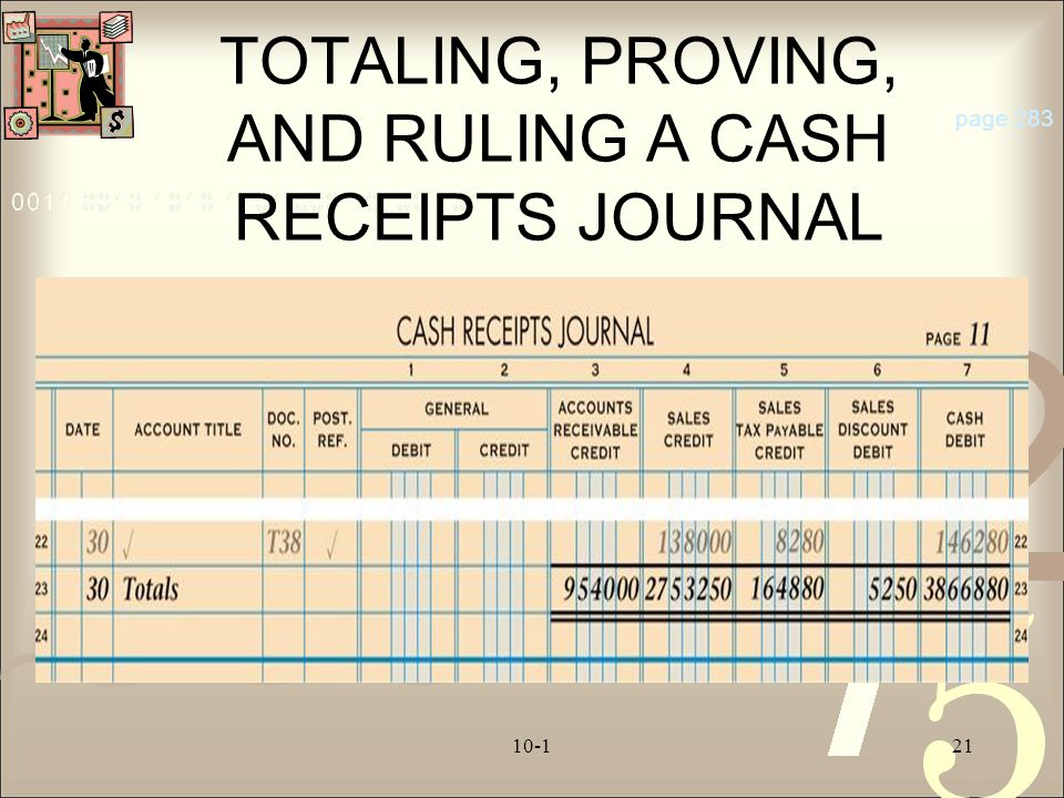 TOTALING, PROVING, AND RULING A CASH RECEIPTS JOURNAL