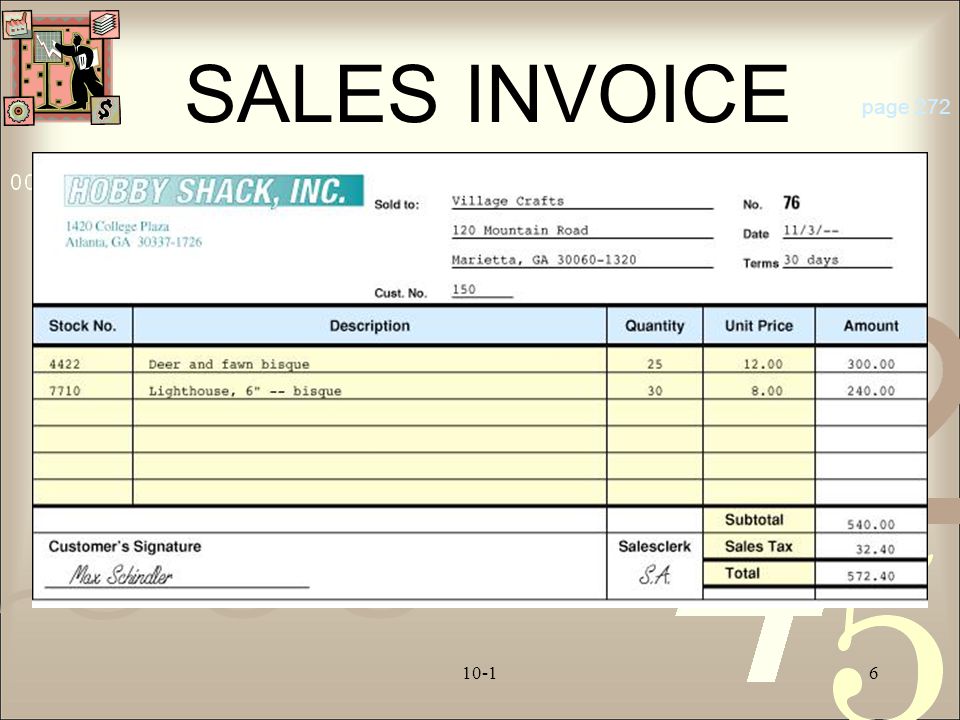 SALES INVOICE page