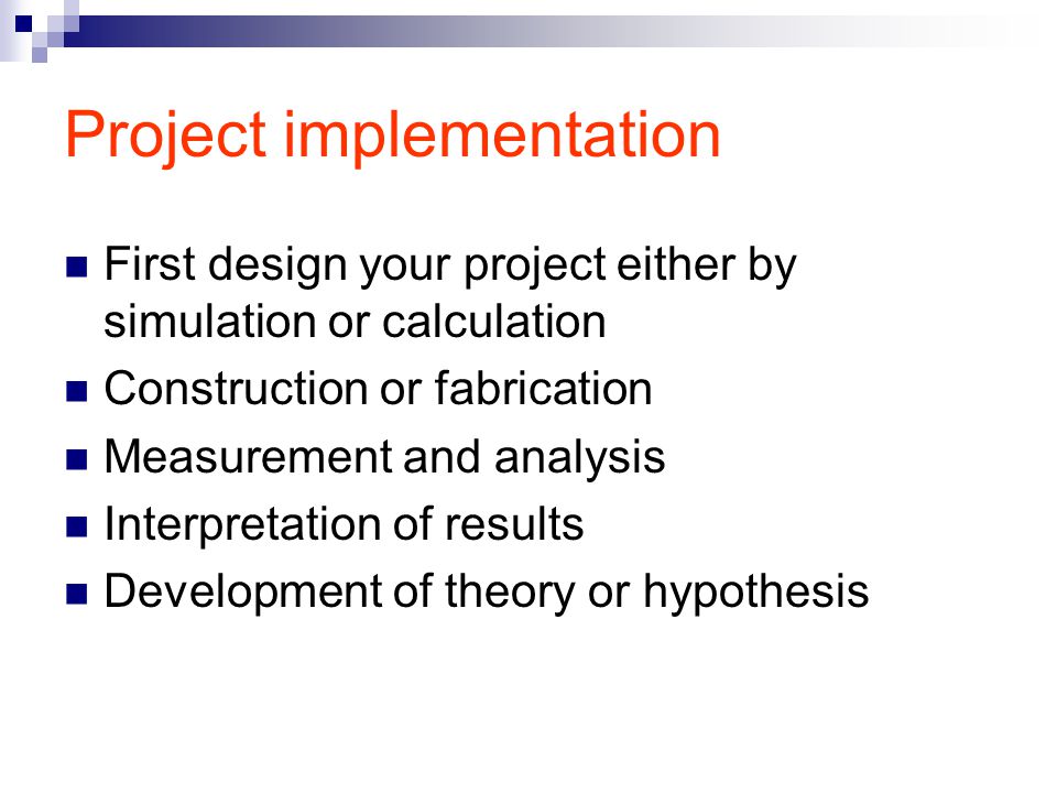 Project implementation