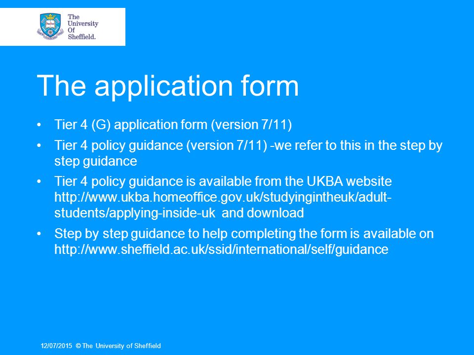 The application form Tier 4 (G) application form (version 7/11)