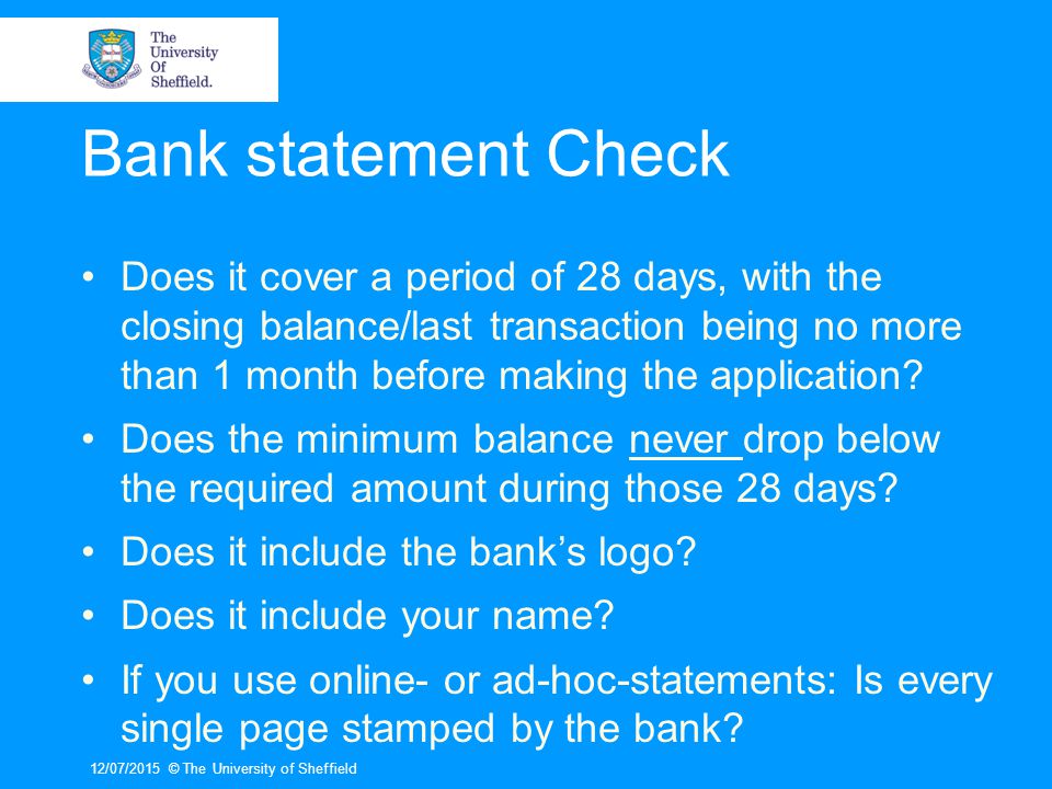 Bank statement Check